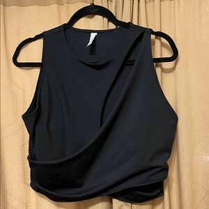 Fashion Nova Black Draped Active Crop Top Removable Breast Pads